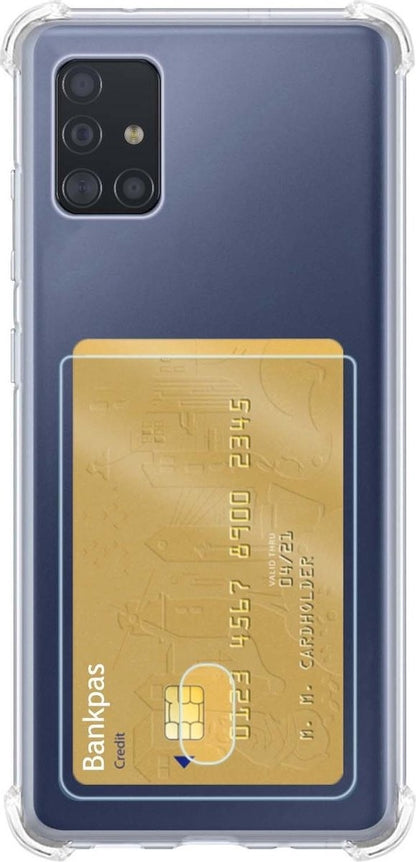 Samsung A71 Hoesje Kaarthouder Backcover Shockproof - Transparant