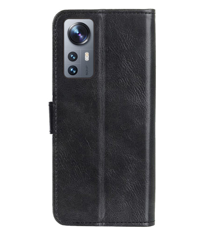 Xiaomi 12 Hoesje Bookcase Cover met Kaarthouder - Zwart