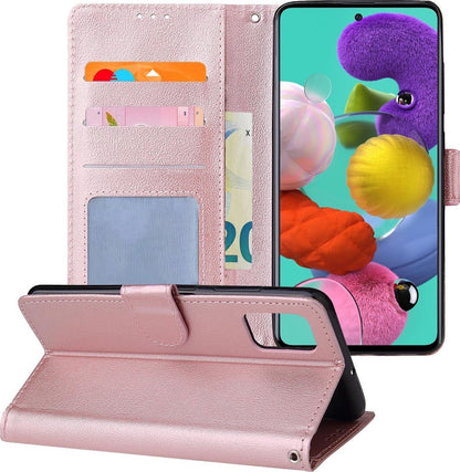 Samsung A51 Hoesje Bookcase Cover met Kaarthouder - Rosé goud