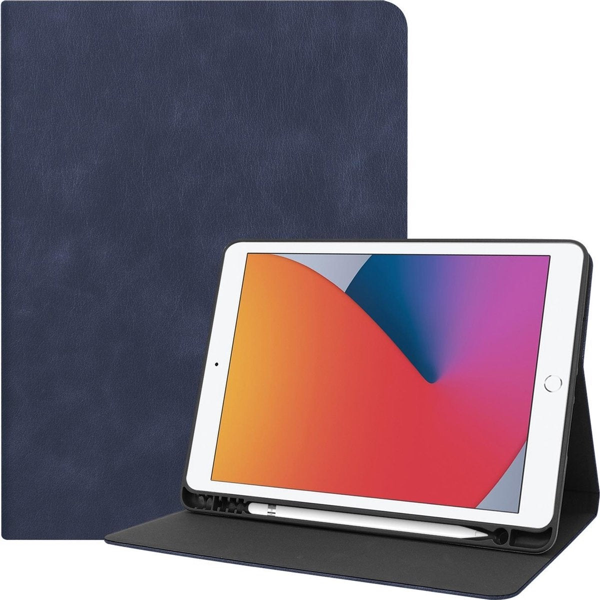 iPad 10.2 2020 Hoesje Hardcover Book Case - Donkerblauw