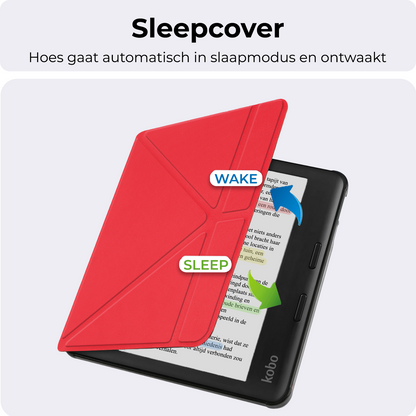 Kobo Libra Colour Trifold Bookcase Hoes - Rood