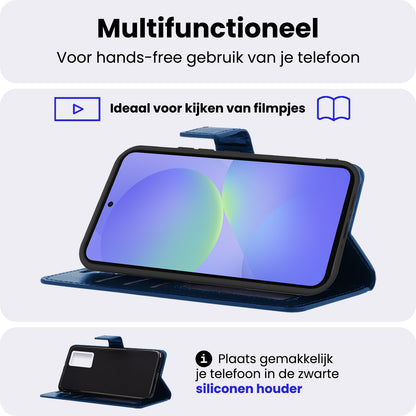 Samsung A36 Hoesje Bookcase Cover met Kaarthouder - Donkerblauw