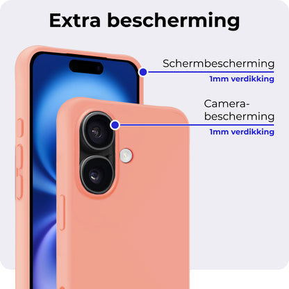 iPhone 16 Plus Hoesje Siliconen Backcover Lichtgewicht - Perzik