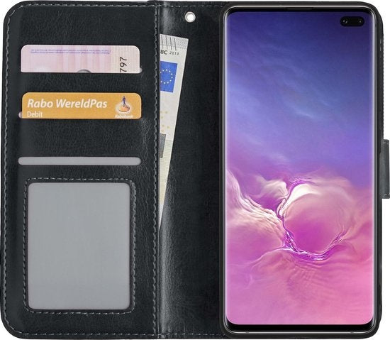 Samsung S10 Hoesje Book Case Kunstleer - Zwart