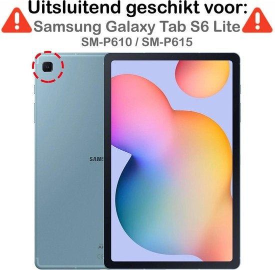 Samsung Galaxy Tab S6 Lite Hoesje Toetsenbord Case Kunstleer - Donkerblauw