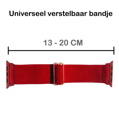 Horloge Bandje Geschikt Voor Apple Watch 1-8 / SE - 38/40/41 mm Bandje Stof - Rood