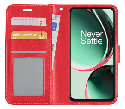 OnePlus Nord CE 3 Lite Hoesje Bookcase Cover met Kaarthouder - Rood