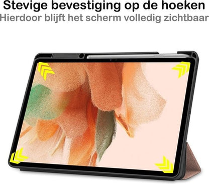 Samsung Galaxy Tab S7 FE Tablethoes Smcpen Met Screenprotector - Rosðð goud