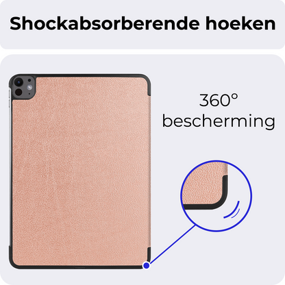 iPad Pro 2024 (11 inch) Trifold Bookcase Hoes - Rosé goud