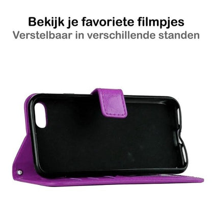 iPhone SE 2020 Hoesje Bookcase Cover met Kaarthouder - Paars