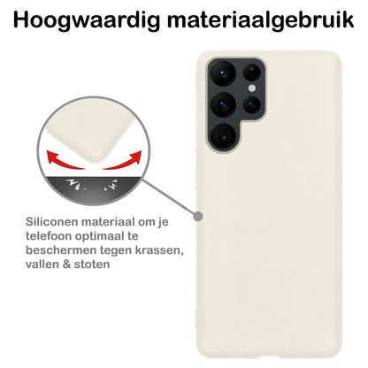 Samsung S22 Ultra Hoesje Siliconen Backcover Lichtgewicht - Wit