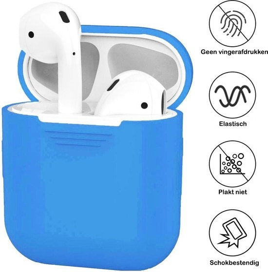 AirPods Hoesje Siliconen met Clip - Blauw