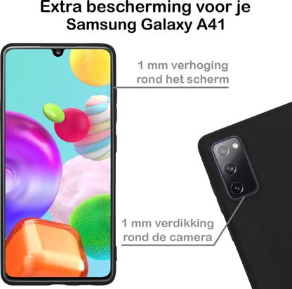 Samsung A41 Hoesje Siliconen Backcover Lichtgewicht - Zwart