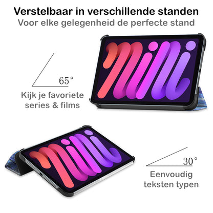 iPad Mini 6 Trifold Bookcase Hoes - Sterrenhemel