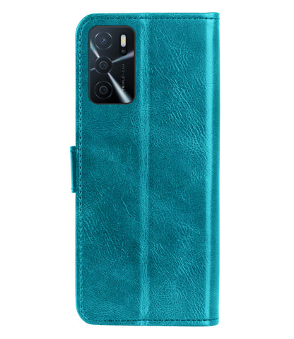 OPPO A16 Hoesje Bookcase Cover met Kaarthouder - Turquoise