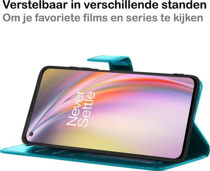 OnePlus Nord CE Hoesje Bookcase Cover met Kaarthouder - Turquoise