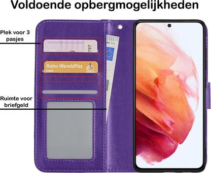 Samsung S21 Plus Hoesje Bookcase Cover met Kaarthouder - Paars