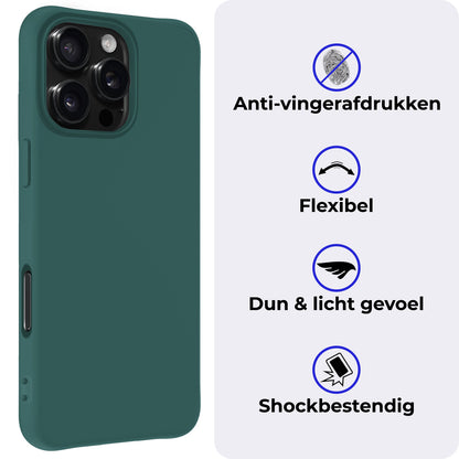 iPhone 16 Pro Max Hoesje Siliconen - Donkergroen