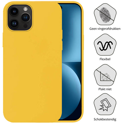 iPhone 15 Pro Max Hoesje Siliconen Backcover Lichtgewicht - Geel