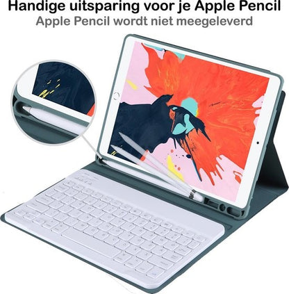 iPad 10.2 2019 Toetsenbord Hoes met Uitneembaar toetsenbord - Donkergroen