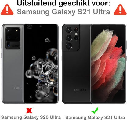 Samsung S21 Ultra Hoesje Bookcase Cover met Kaarthouder - Lichtroze