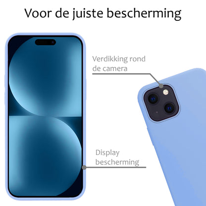 iPhone 15 Plus Hoesje Siliconen Backcover Lichtgewicht - Lichtblauw