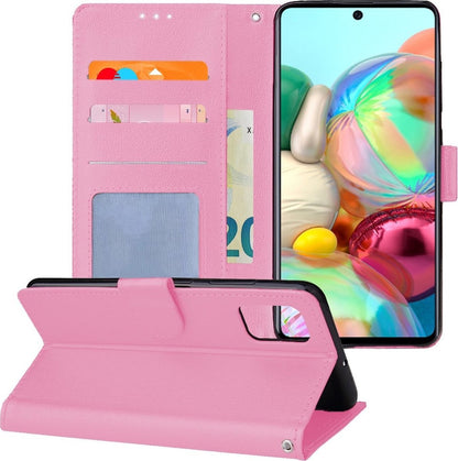 Samsung A71 Hoesje Book Case Kunstleer - Lichtroze