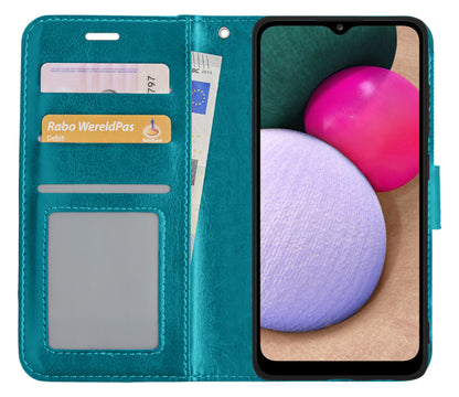Samsung A02s Hoesje Bookcase Cover met Kaarthouder - Turquoise
