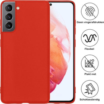 Samsung S21 Hoesje Siliconen Backcover Lichtgewicht - Rood