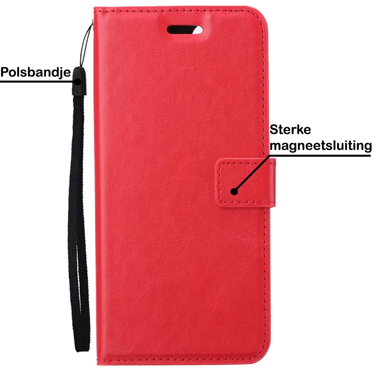 Samsung A14 Hoesje Book Case Kunstleer - Rood