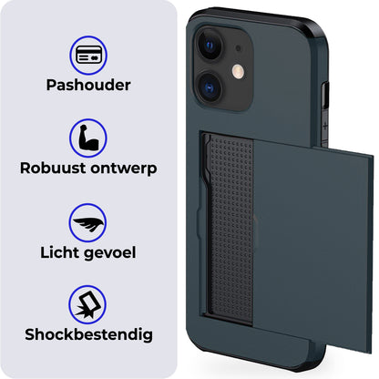 iPhone 11 Hoesje Kaarthouder Hard Case Shockproof - Donkerblauw