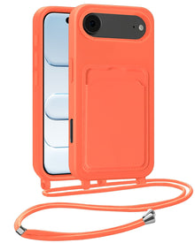 iPhone Air Hoesje Met Telefoonkoord en Pasjeshouder Siliconen - Papaya
