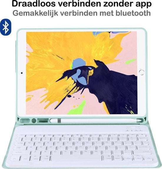 iPad 10.2 2020 Hoesje Toetsenbord Case Kunstleer - Mint Groen