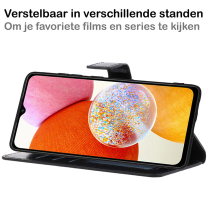 Samsung A14 Hoesje Bookcase Cover met Kaarthouder - Zwart