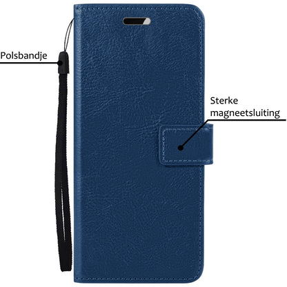 iPhone 15 Plus Hoesje Bookcase Cover met Kaarthouder - Donkerblauw