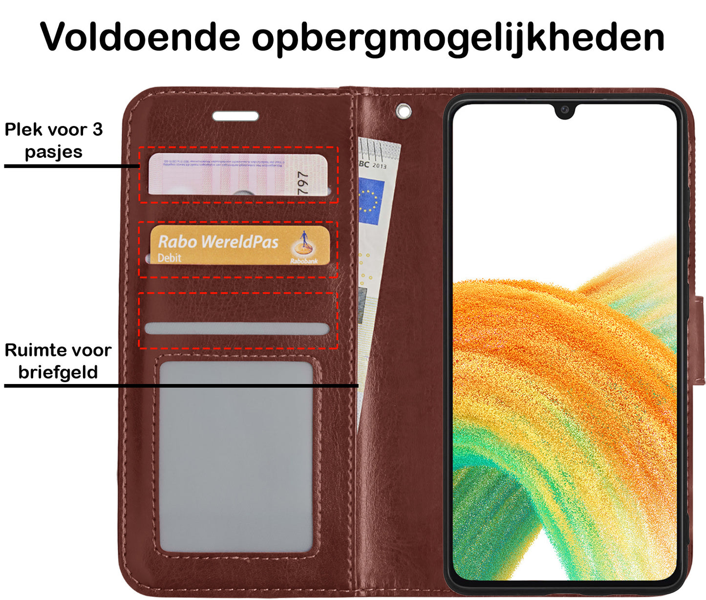 Samsung A33 Hoesje Book Case Kunstleer - Bruin