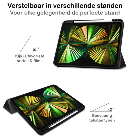 iPad Pro 2021 (12,9 inch) Hoesje Book Case Met Apple Pencil Uitsparing - Zwart