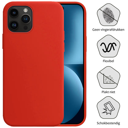 iPhone 15 Pro Hoesje Siliconen Backcover Lichtgewicht - Rood