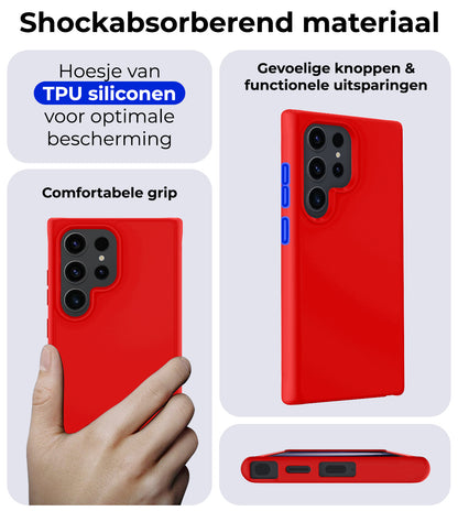 Samsung S24 Ultra Hoesje Siliconen Backcover Lichtgewicht - Rood