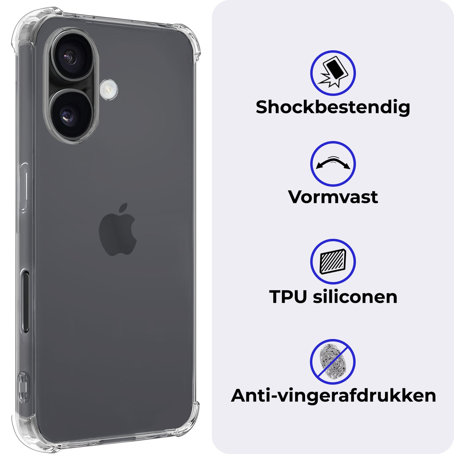 iPhone 16 Plus Hoesje Shock Proof Siliconen - Transparant