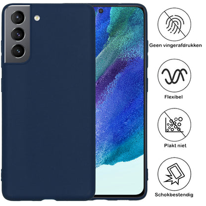 Samsung S21 FE Hoesje Siliconen Backcover Lichtgewicht - Donkerblauw