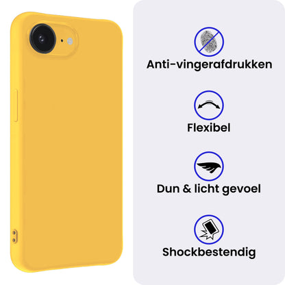 iPhone 16e Hoesje Siliconen Backcover Lichtgewicht - Geel