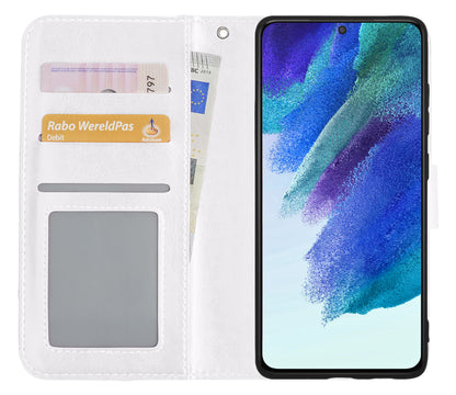 Samsung S21 FE Hoesje Bookcase Cover met Kaarthouder - Wit