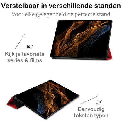 Samsung Galaxy Tab S9 Ultra Tablethoes Smcpen Met Screenprotector - Rood