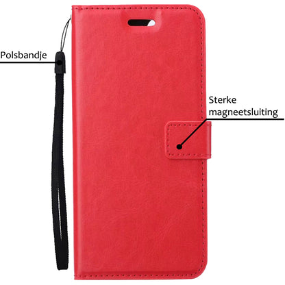 iPhone 15 Hoesje Bookcase Cover met Kaarthouder - Rood