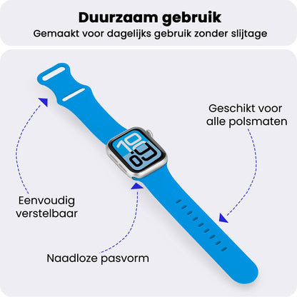 Apple Watch 1, 2, 3, 4, 5, 6, 7, 8, 9, SE - 38/40/41 mm Bandje Siliconen met verstelbare polsband - Blauw