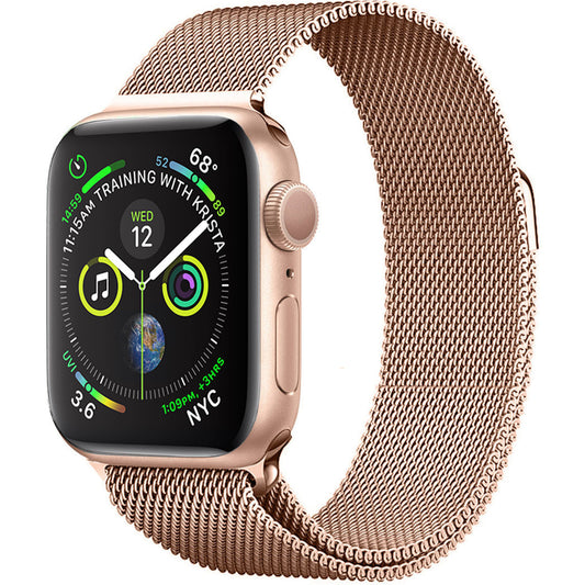 Milanese Horlogeband Geschikt voor Apple Watch SE 44 mm Bandje Milanees - Polsbandje Met Magneetsluiting Geschikt voor Apple Watch SE 44 mm Bandje Milanees - Rose Goud