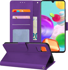 Samsung A41 Hoesje Bookcase Cover met Kaarthouder - Paars