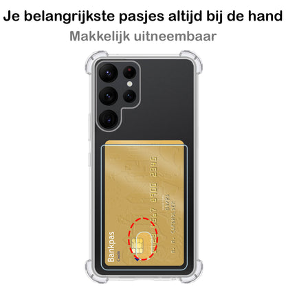 Samsung S22 Ultra Hoesje Kaarthouder Backcover Shockproof - Transparant