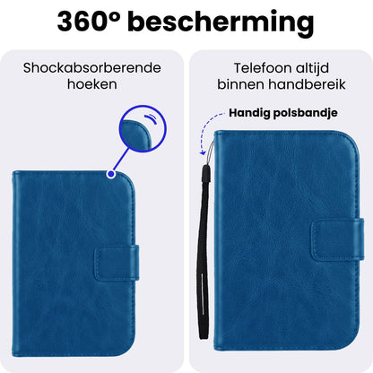 iPhone Duo Hoesje Bookcase Cover met Kaarthouder - Donkerblauw